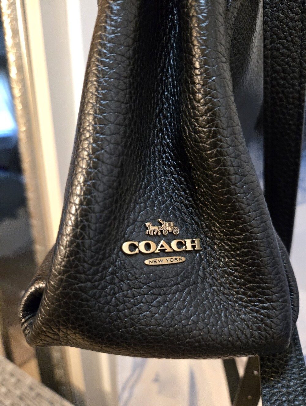 Coach Black Pebble Leather Shoulder Bag - Picture 4 of 8